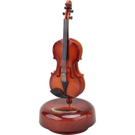 Caja Musical Violín - Melodía 'Saludo De Amor' - Decoración Clásica Para Habitación O Regalo - 15 cm - Madera Con Acabado Brillante (1/5)