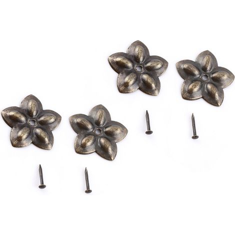 100 pointes ornementales anciennes en laiton pour chaises, armoire, entrée et bottes, lot de 100, tête ciselée dorée (1/5)