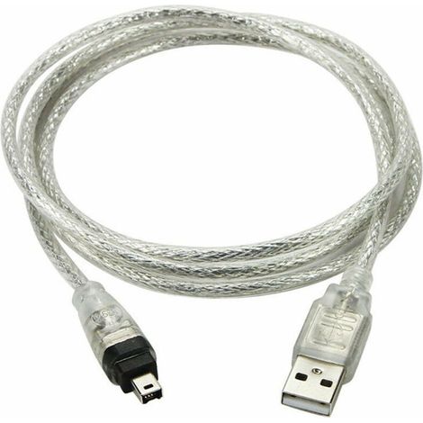 Câble USB 2.0 mâle compatible Firewire DV IEEE 1394 4 broches mâle iLink pour Camescope DV et D8 1M,Gris (1/5)
