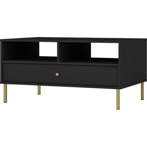 Selsey Oktio - Couchtisch mit Schublade und Regalen, schwarz-graphit, 100 cm