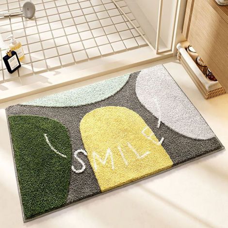 Tapis de bain décoratif antidérapant vert (1/5)