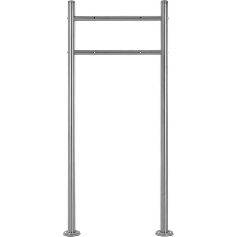ML-Design Support de Boîte aux Lettres en Acier Inoxydable Thermolaqué, Argent Métallisé, Haut 120cm, Rond, Sur Pied, Poteaux de Boîte aux Lettres à Visser, 6 Ancrages de Sol, Accessoire Modern Maison
