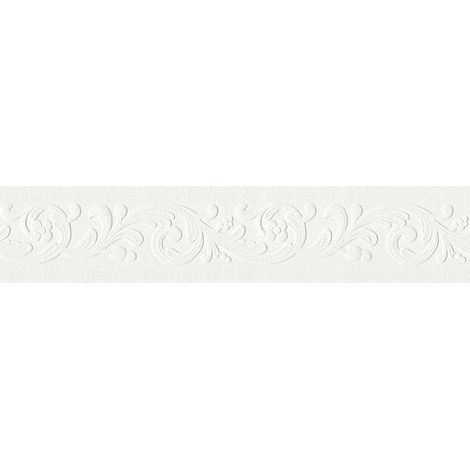 A.S. Creations – Frise papier peint baroque blanche – Moulure élégante pour salon – Conseillée pour chambre et couloir – Papier peint haute qualité (1/2)