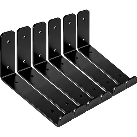 6Pack Shelf Bracket 9 inches Floating Shelf Brackets Carbon Steel Hooks L Metal Bracket 90KG Load Capacity Wall Mounted Heavy Duty Shelf Bracket with Hardware for Home Office Industry (1/5)