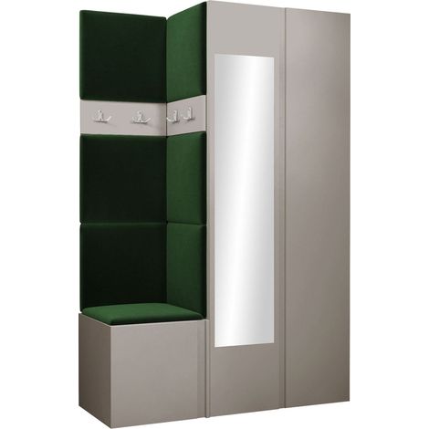 Conjunto para recibidor Pinis XXVI, Polo 889, 186x116x46cm, Espejo, Tapiz, Aglomerado laminado, Colocada, Montada en la pared (1/5)
