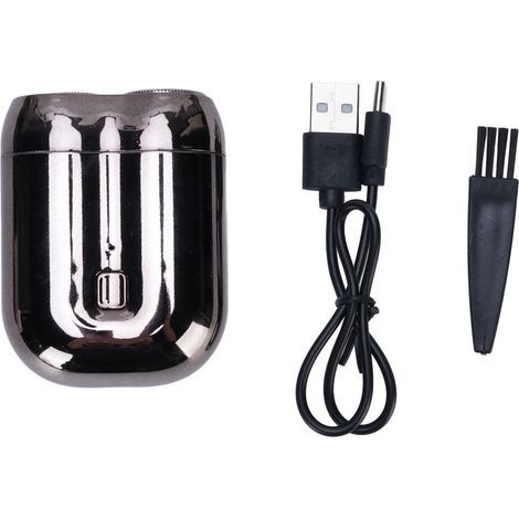 Tondeuse à Barbe Électrique Aluminium Lames Magnétiques Doubles Rechargeable USB Portable Compacte Argent pour Homme (1/5)