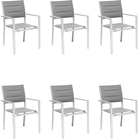 GLOUPIE Set 6 Poltrone Da Esterno Alamos In Alluminio Verniciato Bianco, Impilabile, L 57 x P 58 x H 86 Cm, Seduta In Textilene (1/5)