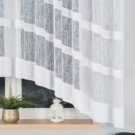 WIKTORIA - Rideau jacquard prêt à poser avec découpe en bas - 410x160 cm - blanc (1/5)