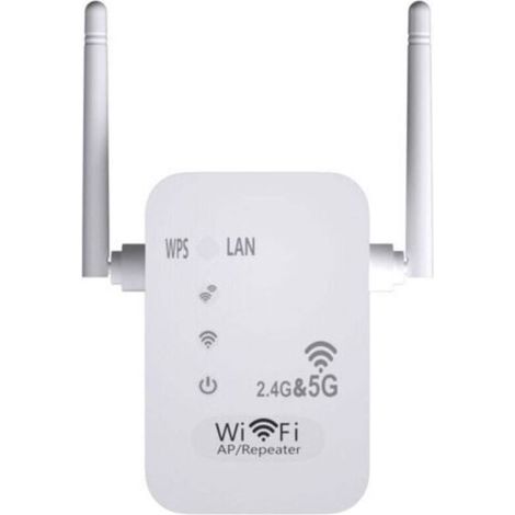 Répéteur WiFi 5G + 2.4G 1200 Mbps – 4 antennes externes à gain élevé – Portée jusqu'à 10m – Installation rapide WPS - FIL 5 G (1/4)