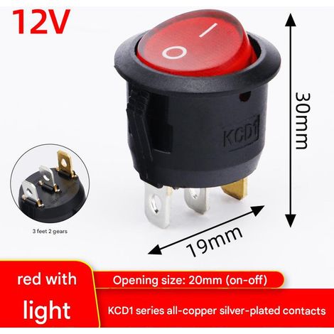 5x Wasserdichter runder Wippschalter KCD1-105N mit LED, 6 A, 250 V, 2 Positionen, 3 Pins – Ein-/Ausschalter für Netzteile, Elektronikprojekte, DIY – Rot