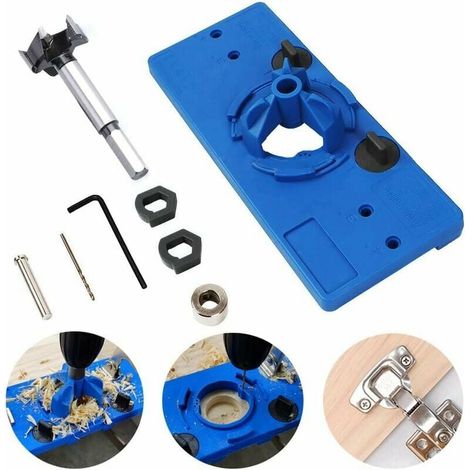 Kit di dima per cerniere nascoste Ulisem, punte da trapano per utensili per la lavorazione del legno, guida per modelli di dima per fresatrice per fori di cerniere, utensili per la lavorazione del leg (1/4)