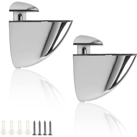 Wall bracket for glass shelves, 2 adjustable glass clamps with 4 screws, smooth and stable mounting, compatible with glass up to 8 mm thick - AquaForge (1/5)
