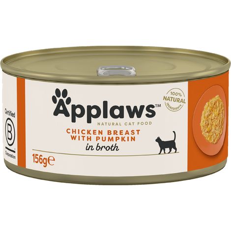 Alimento húmedo premium para gatos adultos Applaws, sabor pollo y calabaza en caldo, 156 g (1/3)