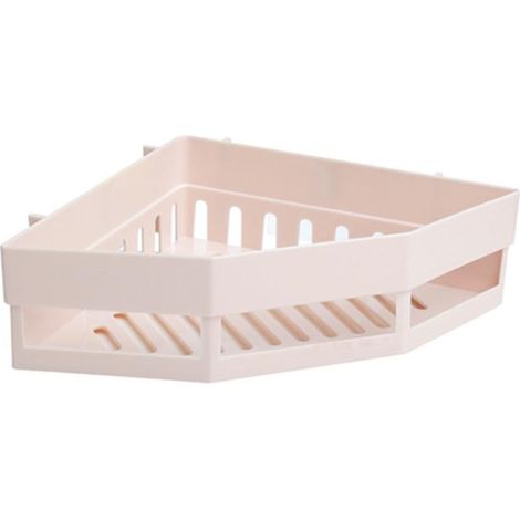 Rangement Triangle Salle De Bain En PP Pour Shampoing Et Savon Design Aéré Installation Sans Dégâts Beige 1 Pièce (1/3)