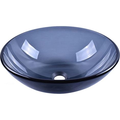 Lavabo da appoggio in vetro nero 380x380x130 mm senza piletta (1/4)