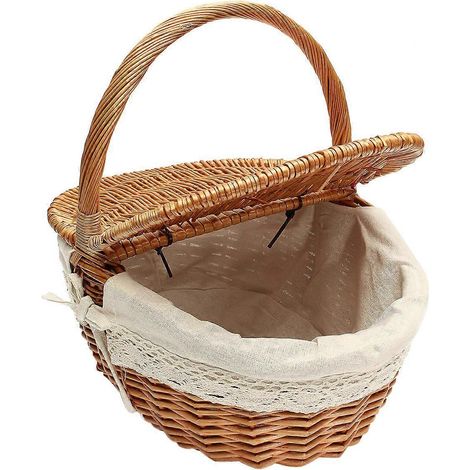 Panier de rangement en osier compatible avec le stockage des aliments avec doublure blanche (1/4)