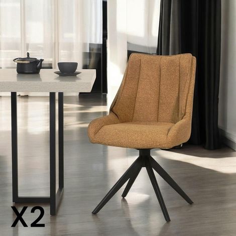 Chaise moutarde pivotante en velours texturé (lot de 2) IENA (1/5)