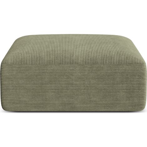 Pouf en velours côtelé vert mousse (1/4)