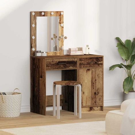 Schminktisch mit Tür 2 pcs Braun 50 x 41 x 135 cm Holzwerkstoff