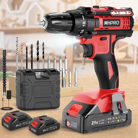 Perceuse Visseuse Sans Fil 21V, Visseuse Devisseuse avec 2 Batteries 2.0Ah, 18+1 Réglages de Couple, LED, 2 Vitesses, 14 Accessoires pour Projet de Bricolage (1/5)