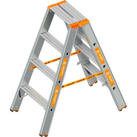 Layher Topic 1048 Stufenstehleiter eloxiert 2x4 Stufen