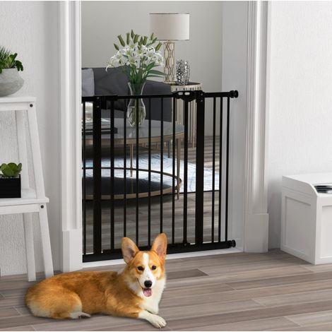 Barriera di sicurezza per cani regolabile 74-87 cm, chiusura automatica, nera DESVIAE (1/5)