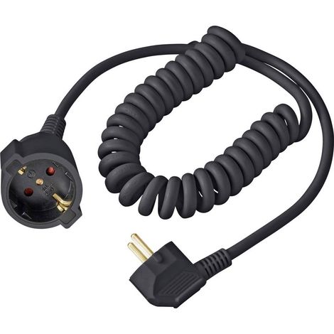 Sygonix SY-7279266 Alimentazione Prolunga 16 A Nero 2.50 m H05VV-F 3G 1,5 mm² Cavo a spirale (1/3)