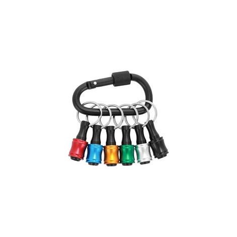 Lot de 6 porte-forets à tige hexagonale de 6,35 mm en alliage d'aluminium avec mousqueton noir, 6 couleurs (1/5)