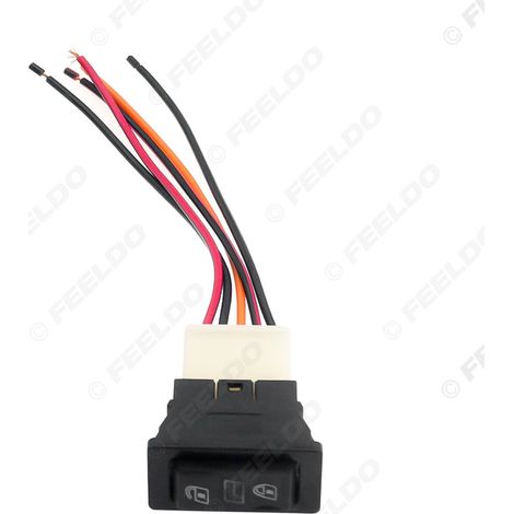 Interrupteur de lève-vitre électrique 5 broches 20 A 12 V/24 V + câble adaptateur. Interrupteur de lève-vitre électrique 5 broches pour voiture avec câblage et voyant rouge.