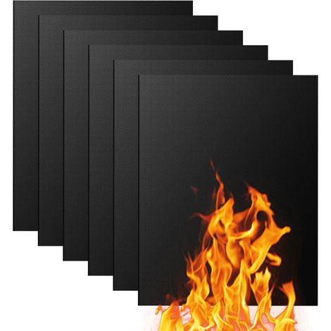 Juego de 6 tapetes reutilizables para parrilla, papel para parrilla, tapetes para parrilla, 40x33 cm, 0,2 mm de grosor (1/5)