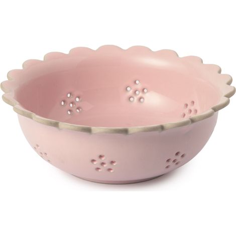 Jamie oliver big love beautiful berry bowl, 20cm pink speckled stoneware colander with raw scalloped rim