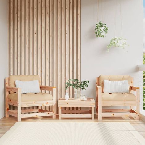 Lot de 2 Chaises de jardin Siège de Terrasse Fauteuil de jardin avec coussins bois de pin massif DGBDF357625 (1/5)