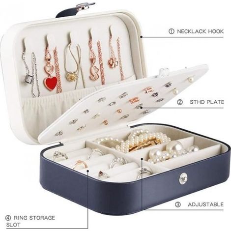 Boîte à Bijoux - Femme - Noir - Cuir PU - Portable - Organisateur de Voyage (1/4)