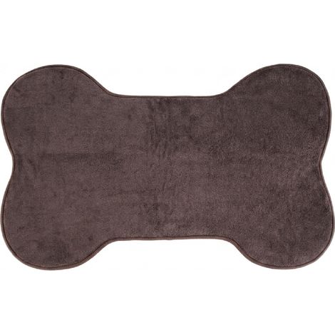 Tappetino per Cani e Gatti a Forma di Osso in Morbida Microfibra Assorbente, Antiscivolo, Lavabile, Colore Marrone, Disponibile 40x60 cm e 50x70 cm  40x60 Cm (1/4)