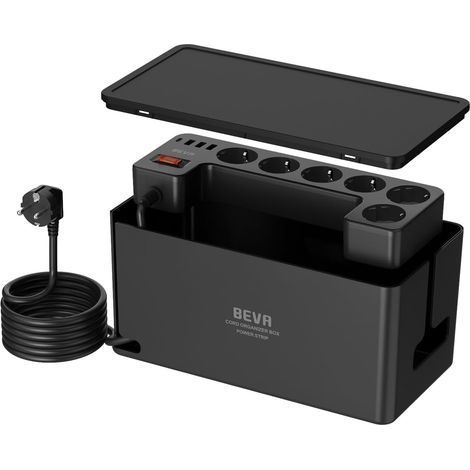 1 Boite Rangement Cable, Multiprise 6 Prises, 3 USB-A, 1 USB-C, Parafoudre 1050J, Salon (1/5)