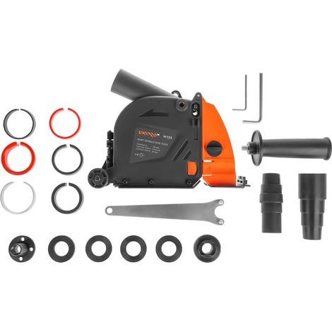 Dnipro-M Cubierta antipolvo con aspiración para amoladora 125mm, protector para corte de hormigón, piedra y ladrillo, profundidad ajustable 6-28 mm. W125