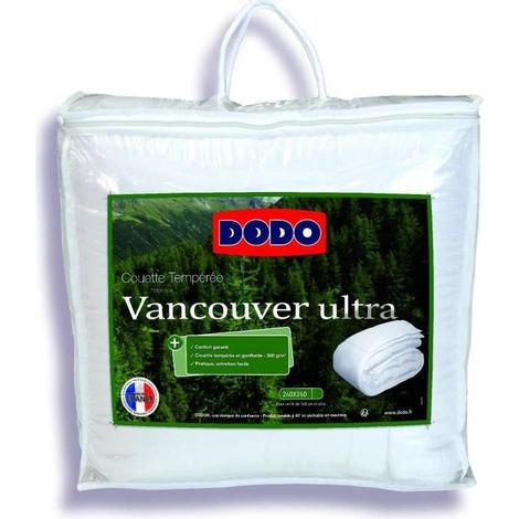 Couette 240 x 260 cm - DODO - Tempérée - 100% fibre polyester - Pour 2 personnes - Blanc (1/2)