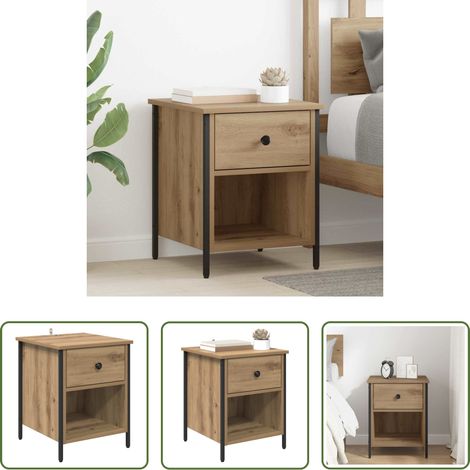 Rangement chambre - Cabinet de chevet avec tiroir Chêne artisanal 40 x 42 x 50 cm (1/5)
