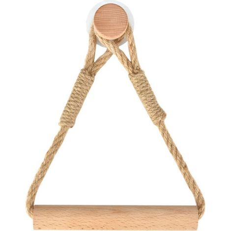 Soporte autoadhesivo para rollo de papel higiénico, soporte para papel higiénico de baño, anillo para toallas de cuerda de madera (1 pieza) (1/3)
