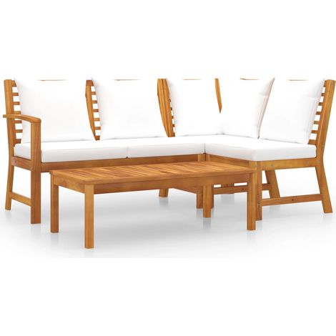 Vidaxl – Salon de jardin 4 places en acacia massif – Coussins confortables – Table basse design à lattes – Mobilier extérieur durable (1/7)