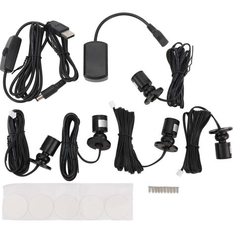 Ortviai 5 spots LED mini USB 5 V avec gradateur, câble 2 m, lumière chaude pour vitrines bijoux, tableaux et plantes (1/5)