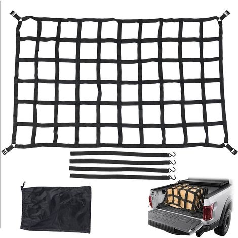Ladungssicherungsnetz 127x106cm reißfest mit 4 Gurten für Anhänger & LKW (1/5)