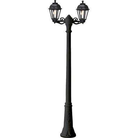 Lampadaire Borne CHRIS 186cm en Polycarbonate Noir, Raccordement E27 IP44, Résistant aux UV, à la Rouille et à la Corrosion - Groupe Rossini (1/4)