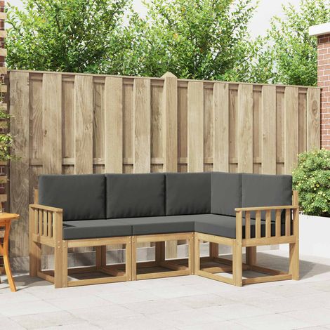 vidaXL  Outdoor Sofa Set  with Cushion 4 pcs White and Anthracite