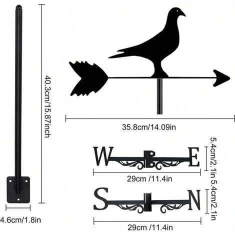 Girouette décorative d'extérieur en forme de pigeon, idéale pour les fermes, les jardins et les patios