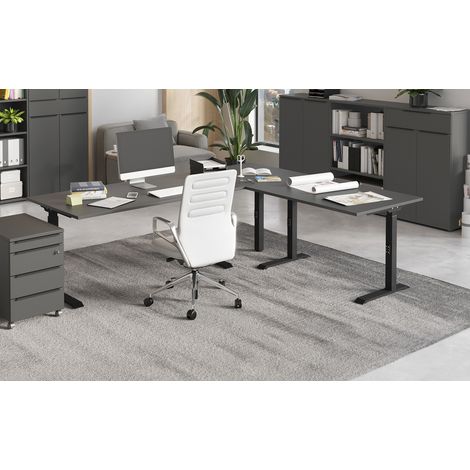 Bureau d'angle réglable en hauteur graphite Maily (1/5)