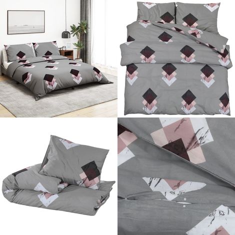 Ensemble de housse de couette Gris 220x240 cm Coton - Housses De Couette - Linge De Lit - Drap Housse - Literie - Coton - Home & Living (1/5)