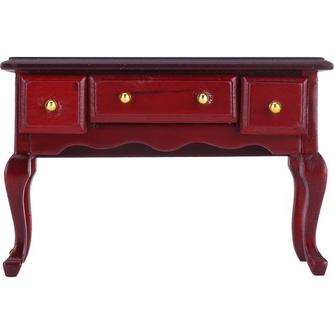 Maison de poupée à l'échelle 1:12, meubles miniatures en bois, bureau en acajou (1/5)