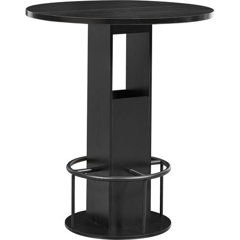 Table bar ronde 80 cm avec 2 tabourets, rangement intégré et repose-pieds métal, style moderne pour cuisine, salle à manger ou café, noir - CHICFURN (1/5)