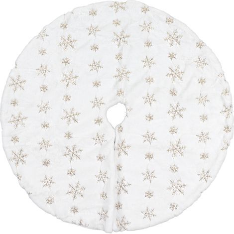 Weißer Weihnachtsbaumrock, 89 cm (35 Zoll), weich und bequem, runde Form, goldene Rückseite, für Geschäft oder Zuhause (1/5)